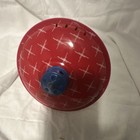 Vintage Tin Spinning Top Toy Insect   Flower Print Red   Blue