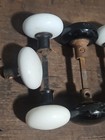 Vintage Lot Of 9 Door Knobs  Various Black White Porcelain Brass Salvage Rehab