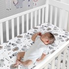 Lambs   Ivy Jungle Safari 100  Cotton White gray Elephant lion Fitted Crib Sheet