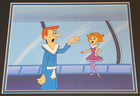 1970s Jetsons Production Cel Of George   Jane - Hand Painted Background With Coa