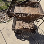Vintage Woodard Tea Bar Cart Wrought Iron Garden Patio Serving Tray Beverage Euc
