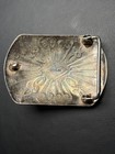 Vintage Sterling Silver Belt Buckle Stamped Southwestern Design Onyx 28 Grams