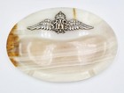 Art Deco Royal Air Force Crest Mounted Large Onyx Desk Ashtray C1940