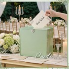 Sage Green Acrylic Wedding Card Box With Slot And Lock  Money Gift Box With D   