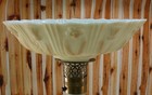 Heavy Torchiere Opaque White   Caramel Shade Embossed Art Deco For Floor Lamp