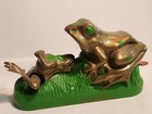 Old 1950 Plastic Mechanical Double Frog Bank By Royal Tot Brooklyn Ny