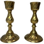 Vintage 80s Gold Brass Candlestick Holders Set Of 2 Made In India 7 25 