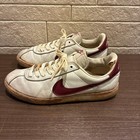 Nike Bruin Leather Us7 White X Red Made In Taiwan 1983 Vintage Used Sneakers