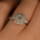 Art Deco 1 2ct White Round Cut Simulated Diamond Vintage Style 925 Silver Ring