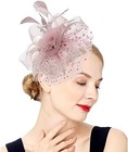 Womens Fascinators Tea Party Wedding Mesh Flower Pearl Feather Fascinator Hat   