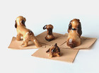  4  Vintage Miniature Hagen Renaker Cocker Spaniel Figurines- 2 Adults   2 Pups