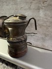 Vintage Auto-lite Brass Carbide Miners Lamp U s a  Patented Bumper Grip
