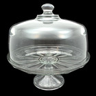 Heavy Glass Cake Stand Dish 11 In With Lid