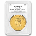 2026 Australia 2 Oz Gold Lunar Horse Ms-70 Pcgs  red Label 