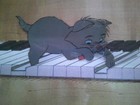 Aristocats Cat On Piano  Original Animation Production Cel With Background Art