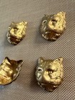 4 Vintage Raw Brass Long Hair Cat Head Stampings High Relief 14mm Nos Jewelry Fi