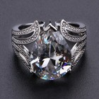 Elegant 925 Sterling Silver White Topaz Charm Wedding Engagement Ring Size 8