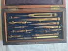 19th Century English Drafting Kit Wood Box Velvet Liner  ossh