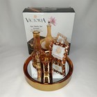 Vtg 1990s Vanity Set With Original Box Gold Mirrored Tray Vase Votive   Frame