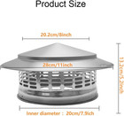 8  Round Chimney Cap 304 Stainless Steel Roof Vent Cover With Screen Tapered Top