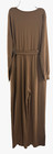 Jumpsuits For Women Dressy Long Sleeve V Neck Wide Leg Pants Romper Brown Sz L  