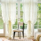 Ruffle Curtains 2 Panels - Vintage Tulle Floral 59 w X 84 l  pack Of 2  Cream