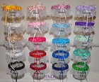 Satin Wedding Bridal Garter With Floral Organza Trim And Rhinestones