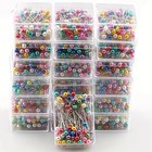 100pcs Sewing Pins For Fabric  Straight Pins With Colored Ball Glass Heads Long