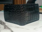 Men   s Black Crocodile Embossed Leather Bifold Wallet     Slim Card   Cash Holder