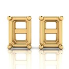 Solid 14k Yellow Gold Earring Setting Emerald Solitaire Semi Mount Diamond 7 5mm