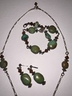 Vintage Saloon Girl Turquoise   Amber Gem Jewelry Set Necklace Bracelet Earrings