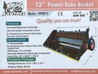 Raytree 72  Power Rake Bucket  Bobcat Deere Cat Skid Steer  Soil Conditioner