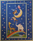Baby Animals Fabric Panel Cotton Quilt Top Wall Hanging 35 Inches