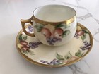 Limoges Germany Hand-painted Fruit Tea Coffee Cup And Saucer With Gold Trim