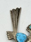 Large Vintage Navajo Sterling Silver Turquoise Roadrunner Pin 2-7 8   x1 75    20 7g