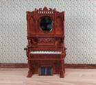 Miniature Upright Pump Organ Piano Walnut Finish 1 12 Scale Dollhouse Furniture