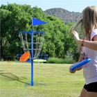 Portable Disc Golf Basket Practice Game Target Cross Chain Outdoor Trapper Blue