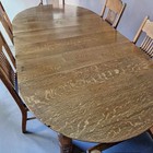 Gorgeous Antique Quarter Sawn Tiger Oak Dining Table With Six Matching Chairs