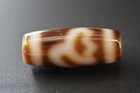 Rare Tibetan Old Oily Agate Dzi Lotus Flowers Bead 29mm V01
