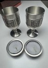 Vintage Norwegian Pewter Viking Decorative Set Cups   Candle Holders