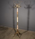 68  Tall Ornate Vintage Brass   Onyx Marble Coat hat Rack Hall Tree stand
