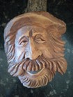 Vintage Hand Carved Folk Art Wood Spirit Face 17  Tall Knot Head