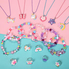 18 Pcs Kids Jewelry For Girls Bracelets Necklaces Rings Set Toddler Unicorn Butt