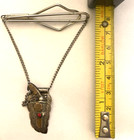    vintage Sterling   10k Tie Clip Bar Flower With Red Stone Gun In Swing Holster   