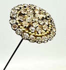 Antique Hatpin Long Sparkling Rhinestone Gold Bead Surround Positive Protective