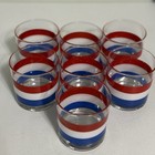 Georges Briard Vintage Rocks   Cocktail Glasses Bundle Of  10 red White Blue Usa