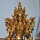 8 4 old Tibet Buddhism Temple Bronze Gilt Tara Kwan-yin Guanyin Buddha Statue