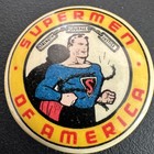 Rare Original 1st Version C  1940 Supermen Of America Pinback Button Hi-grade  