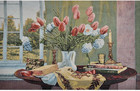 Vintage Woven Tapestry Wall Hanging  41 5x28 Victorian Floral Fine Art