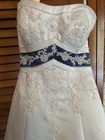 Alfred Angelo Size 6 White A-line Wedding Bridal Gown Strapless With Bustle 